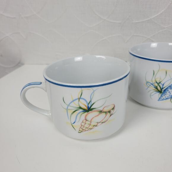 National Wildlife Federation Coffee Mugs White Beach Seashells Set of 4 Cups - Picture 2 of 16